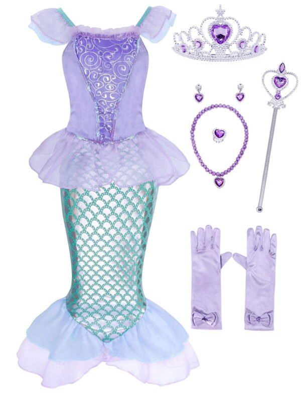 Jurebecia Mermaid dresses for girl Princess Dress up clothes Mermaid Costume up Kids Birthday Party Cosplay Role Play clothes Tween 150 cm 11-12 Years