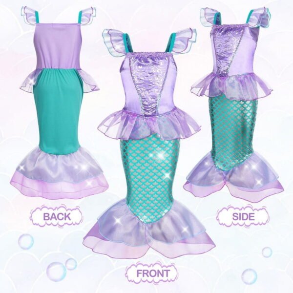 Jurebecia Mermaid dresses for girl Princess Dress up clothes Mermaid Costume up Kids Birthday Party Cosplay Role Play clothes Tween 150 cm 11-12 Years - 图片 2