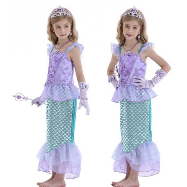 Jurebecia Mermaid dresses for girl Princess Dress up clothes Mermaid Costume up Kids Birthday Party Cosplay Role Play clothes Tween 150 cm 11-12 Years - 图片 7