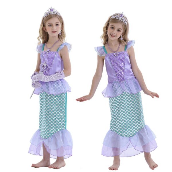 Jurebecia Mermaid dresses for girl Princess Dress up clothes Mermaid Costume up Kids Birthday Party Cosplay Role Play clothes Tween 150 cm 11-12 Years - 图片 8