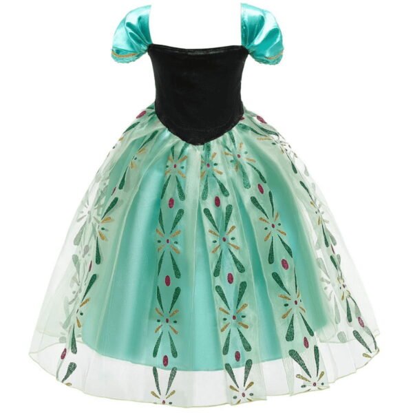 Jurebecia Anna Costume for Girls Frozen Princess Snow Queen Dress Kids Birthday Party up Clothes Toddler with Accessories Green 100 - 图片 8