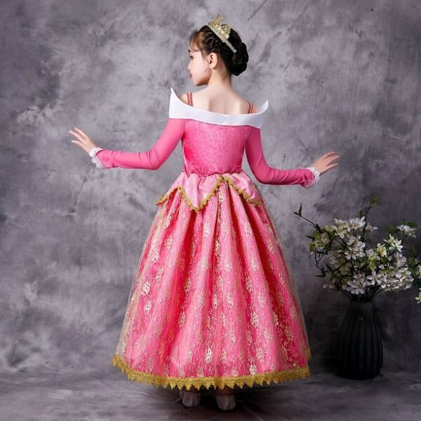 Jurebecia Girls Princess Dress up Aurora Fancy Dresses Birthday Party Cosplay for Kids Evening Gown with Accessories - 图片 4