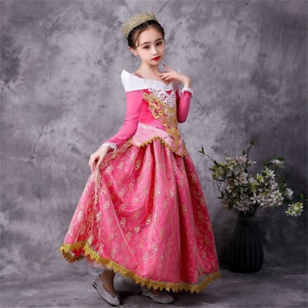 Jurebecia Girls Princess Dress up Aurora Fancy Dresses Birthday Party Cosplay for Kids Evening Gown with Accessories - 图片 7