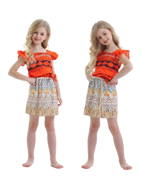 Jurebecia Girl Costume Princess Dress up Toddler Kids Halloween Christmas Cosplay Two-Pieces Crop Top Tassel Skirt Set Red Age - 图片 6