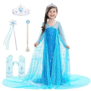 Jurebecia Girls Princess Dress Shimmering Sequin Mesh Cape & Costume-up Accessories for Cosplay Halloween