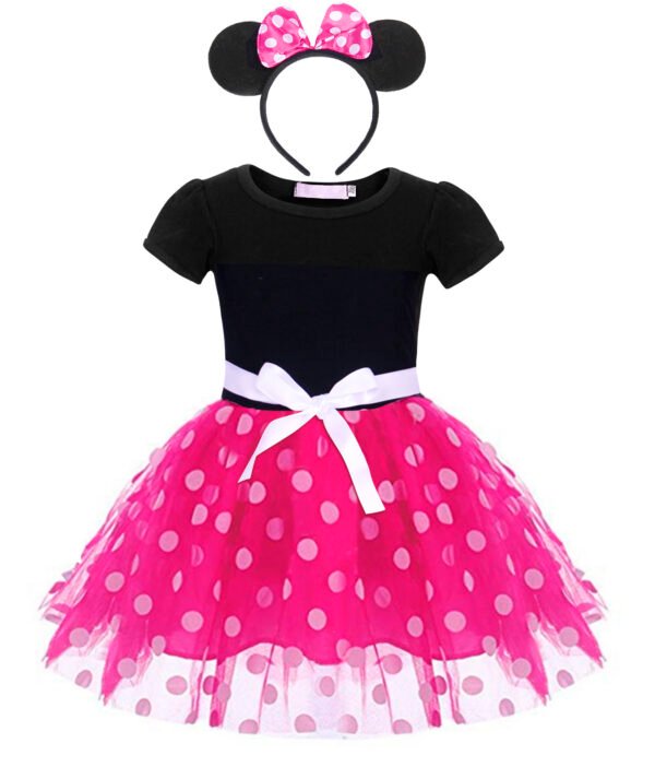 Jurebecia Girls Red Polka Dot Tutu Minnie Dress with Bow Headband Baby Toddler Party Mouse Costume for Birthday Cosplay - 图片 14