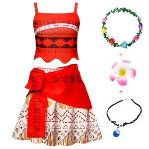 Jurebecia Girl Costume Princess Dress up Toddler Kids Halloween Christmas Cosplay Two-Pieces Crop Top Tassel Skirt Set Red Age