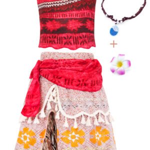 Jurebecia Princess Dress for Girls Adventure Outfit Costume Two-Pieces Crop Top Skirt Set Halloween Christmas Cosplay Clothes Child Age