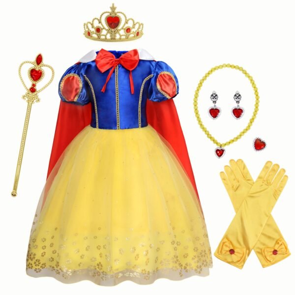 Benylion Princess Costume for Little Girls Snow-Themed White Halloween Dress up Toddler Birthday Party Fancy Dresses 5-6 Years
