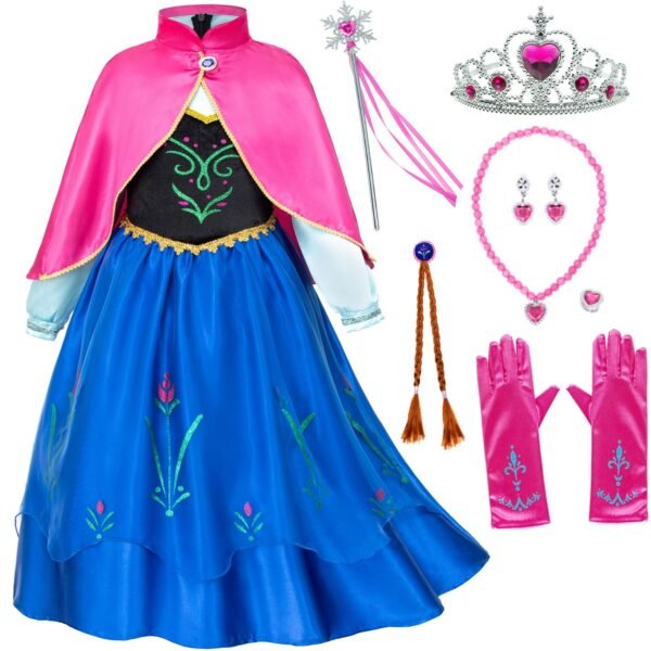 Jurebecia Princess Dress Snow Queen Costume for Girls Birthday Party Halloween Christmas Cosplay Outfit Toddler Kids
