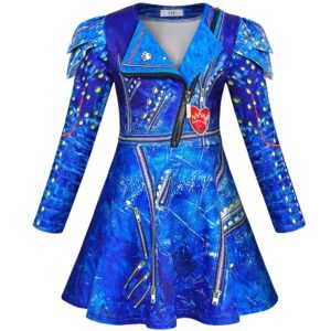 Jurebecia Princess Costume for Girls Cosplay Clothes Zipper Jacket Long Sleeve Dress Fancy Halloween Birthday Party Outfits