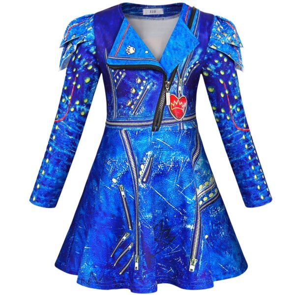 Jurebecia Princess Costume for Girls Cosplay Clothes Zipper Jacket Long Sleeve Dress Fancy Halloween Birthday Party Outfits