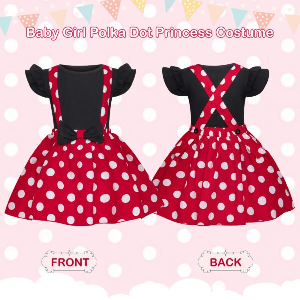 Jurebecia Mini Dress Girls Baby up Mouse Princess Dresses Toddler Cute Polka Dots Fancy Costume Kids Bowknot Tutu Disfraces Red - 图片 3