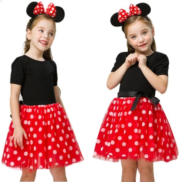 Jurebecia Toddler Girls Princess Costume Minnie Red Polka Dot Tutu Mouse Dress with Bow Headband Fancy Party Outfit for Birthday Cosplay - 图片 9