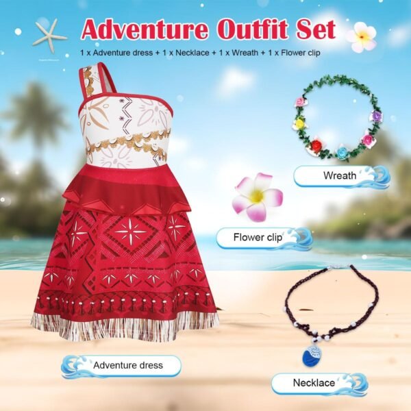 Jurebecia Princess Costume for Girls Ocean Adventure Dress Halloween Cosplay Outfits Birthday Fancy Tween Dress with Accessories - 图片 4