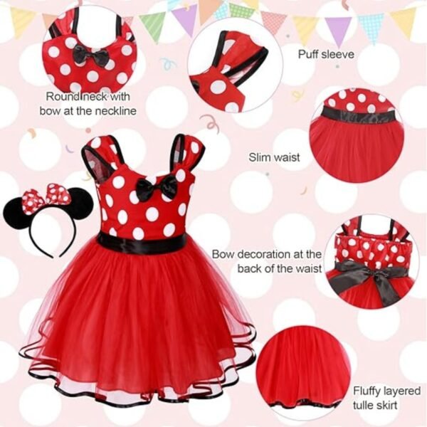 Jurebecia Princess Costume Baby Fancy Halloween Mini Dress up Bowknot Tutu Tulle Xmas Cosplay Cute Birthday Party Outfits - 图片 4