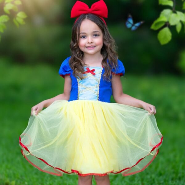 Jurebecia Girls Princess Dress Toddler Royal Storybook up Kids Puffed Sleeves & Tulle Skirt Birthday Party Costume Tulle Skirt - 图片 3