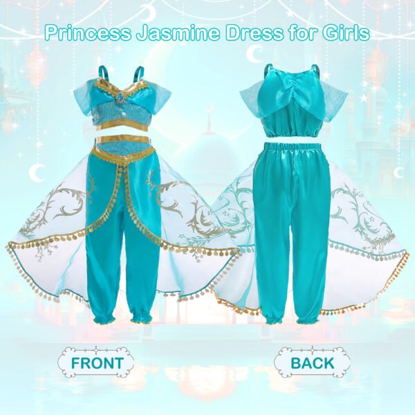 Jurebecia Princess Costume for Girls Sequined Halloween Dress up Blue with Accessories - 图片 7