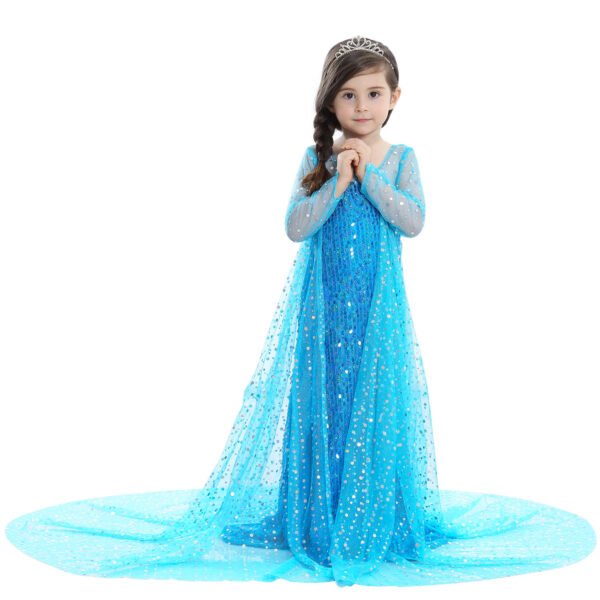 Jurebecia Girls Princess Dress Shimmering Sequin Mesh Cape & Costume-up Accessories for Cosplay Halloween - 图片 3