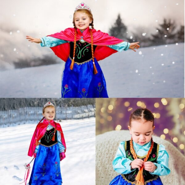Jurebecia Princess Dress Snow Queen Costume for Girls Birthday Party Halloween Christmas Cosplay Outfit Toddler Kids - 图片 3