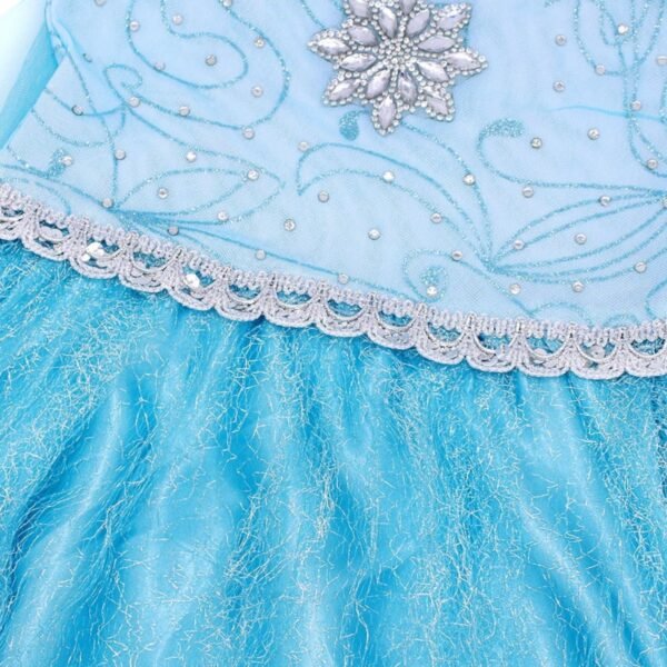 Jurebecia Snow Queen Dress for Girls Princess Birthday Party Blue Dresses up Little Girls Christmas Halloween Cosplay Costume with Accessories - 图片 10