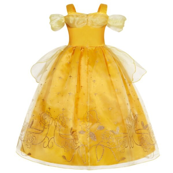 Jurebecia Princess Dress for Girls Costume Kids Off Shoulder Layered Toddler Halloween Cosplay Birthday Party Outfit up Yellow - 图片 14