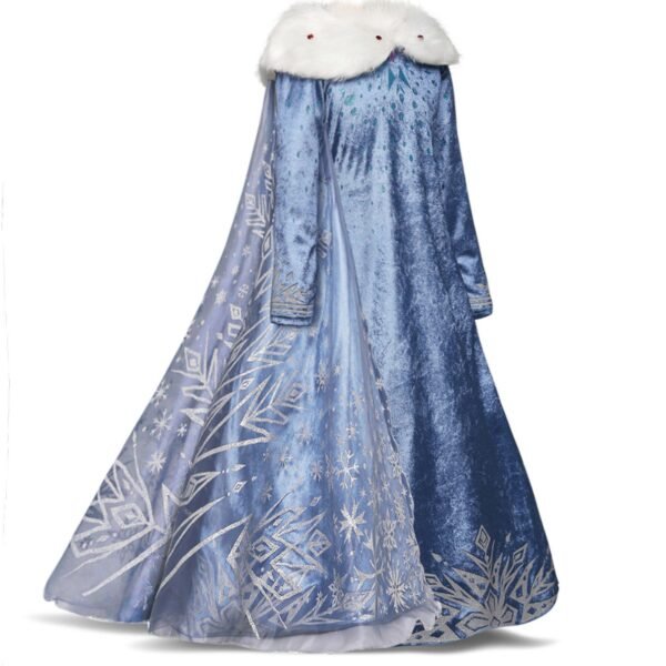Jurebecia Princess Dress Snow Queen Winter Costume for Girls Halloween Dresses for Toddlers up Fancy Christmas Birthday Cosplay Outfit with Cape - 图片 11