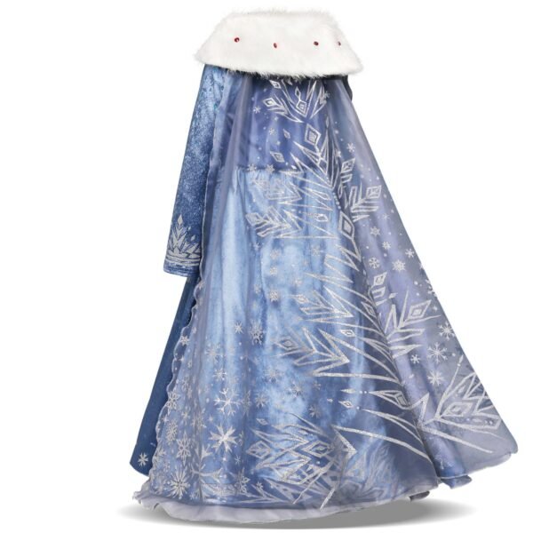 Jurebecia Princess Dress Snow Queen Winter Costume for Girls Halloween Dresses for Toddlers up Fancy Christmas Birthday Cosplay Outfit with Cape - 图片 12