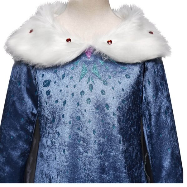 Jurebecia Princess Dress Snow Queen Winter Costume for Girls Halloween Dresses for Toddlers up Fancy Christmas Birthday Cosplay Outfit with Cape - 图片 14