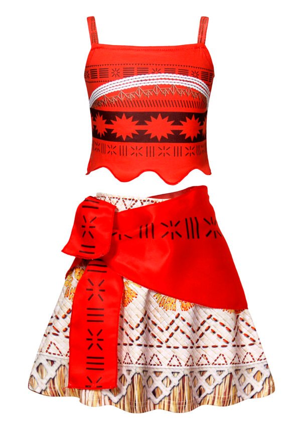 Jurebecia Girl Costume Princess Dress up Toddler Kids Halloween Christmas Cosplay Two-Pieces Crop Top Tassel Skirt Set Red Age - 图片 13