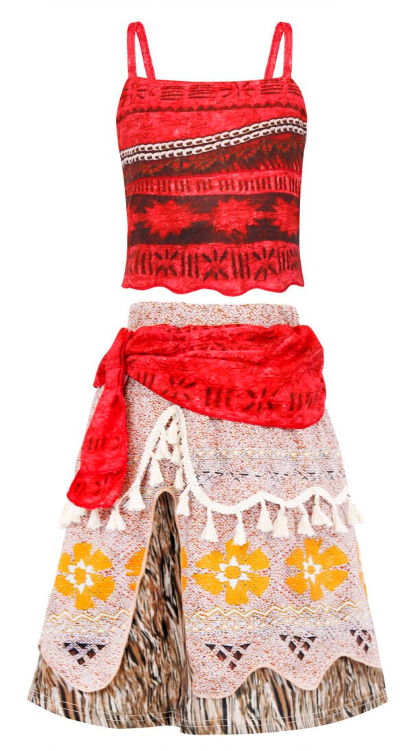 Jurebecia Princess Costume for Girls Adventure Dress Outfit Two-Pieces Crop Top Skirt Set Birthday Party Clothes Child - 图片 9