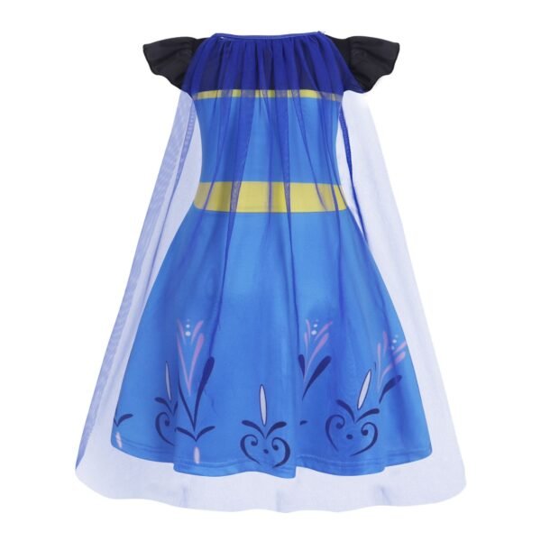 Benylion Girls Anna Princess Costume with Cape 3-4Y Blue Birthday Party Dress Halloween Cosplay Outfit - 图片 4