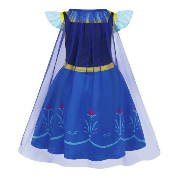 Benylion Anna Princess Dress With Cape Girls Birthday Party Cosplay Costume Toddler Fancy Outfit for 5-6 Years - 图片 3