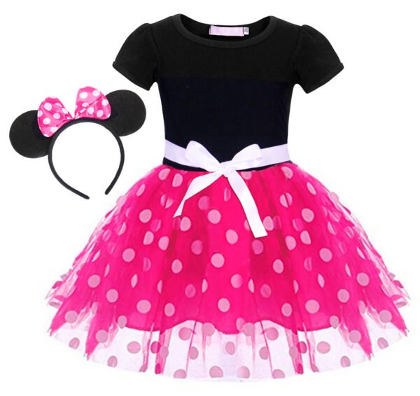 Jurebecia Girls Red Polka Dot Tutu Minnie Dress with Bow Headband Baby Toddler Party Mouse Costume for Birthday Cosplay - 图片 21