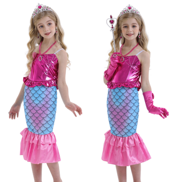 Jurebecia Girls Princess Dress 3-4T, Sparkly Tutu Costume for Birthday Party, Halloween, Christmas, Fancy Outfit with Tiara & Gloves - 图片 5