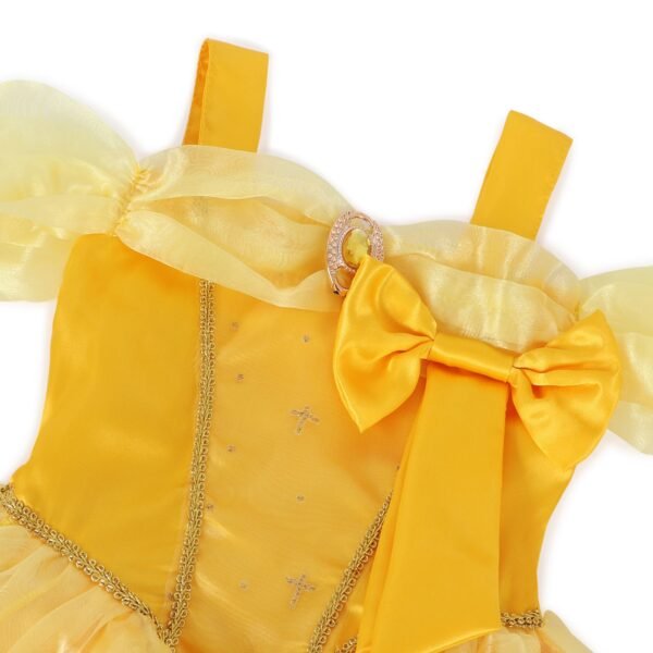 Jurebecia Princess Dress for Girls Costume Kids Off Shoulder Layered Toddler Halloween Cosplay Birthday Party Outfit up Yellow - 图片 16