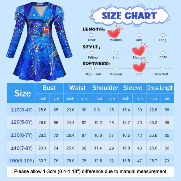 Jurebecia Princess Costume for Girls Cosplay Clothes Zipper Jacket Long Sleeve Dress Fancy Halloween Birthday Party Outfits - 图片 2