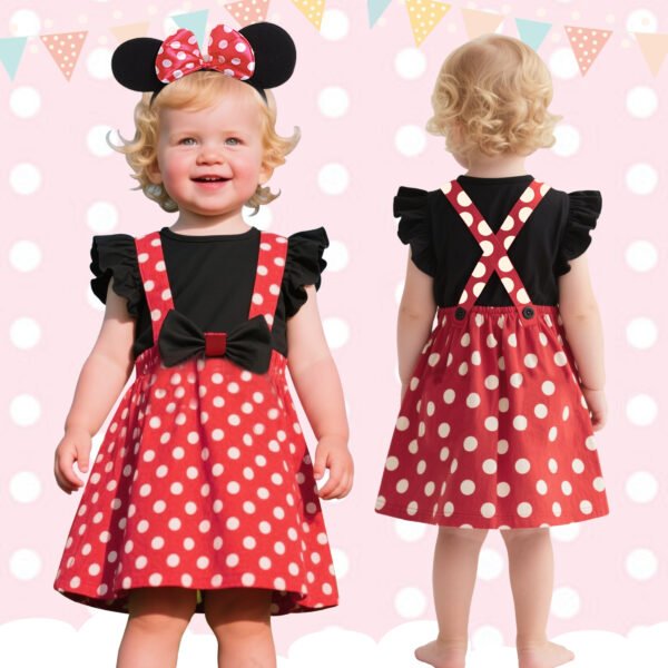Jurebecia Mini Dress Girls Baby up Mouse Princess Dresses Toddler Cute Polka Dots Fancy Costume Kids Bowknot Tutu Disfraces Red - 图片 7
