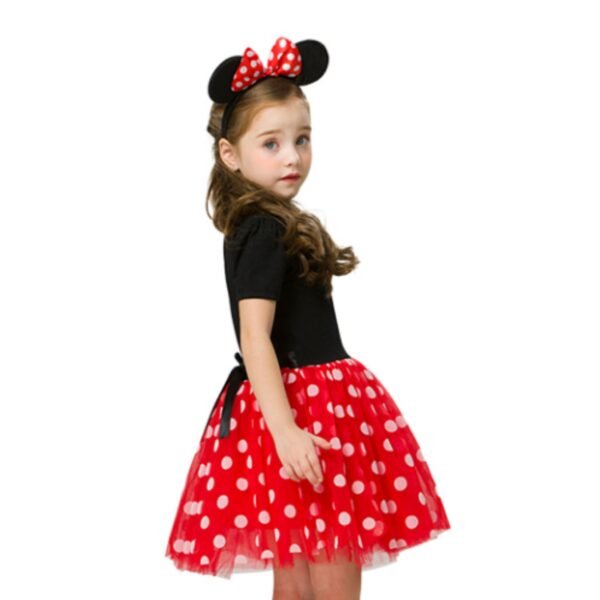 Jurebecia Toddler Girls Princess Costume Minnie Red Polka Dot Tutu Mouse Dress with Bow Headband Fancy Party Outfit for Birthday Cosplay - 图片 8