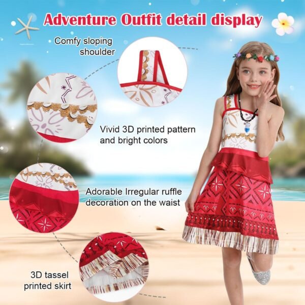 Jurebecia Princess Costume for Girls Ocean Adventure Dress Halloween Cosplay Outfits Birthday Fancy Tween Dress with Accessories - 图片 3