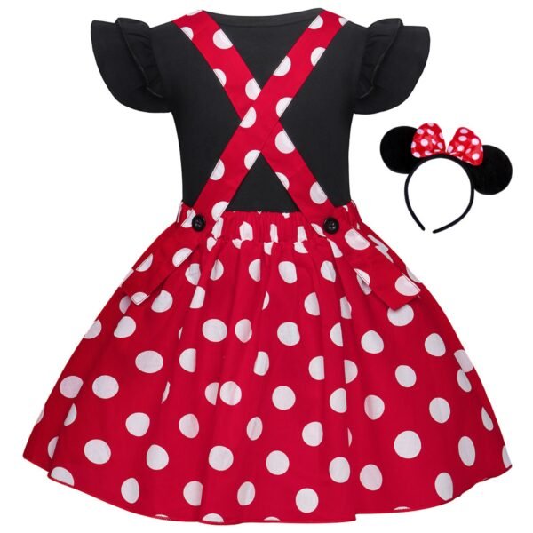 Jurebecia Mini Dress Girls Baby up Mouse Princess Dresses Toddler Cute Polka Dots Fancy Costume Kids Bowknot Tutu Disfraces Red - 图片 11