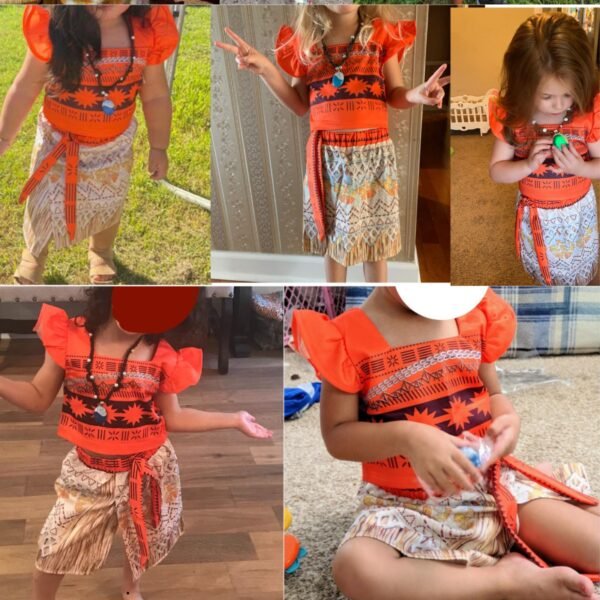 Jurebecia Princess Costume Adventure Dress for Girls Kids Ocean Theme up Birthday Halloween Outfit - 图片 3