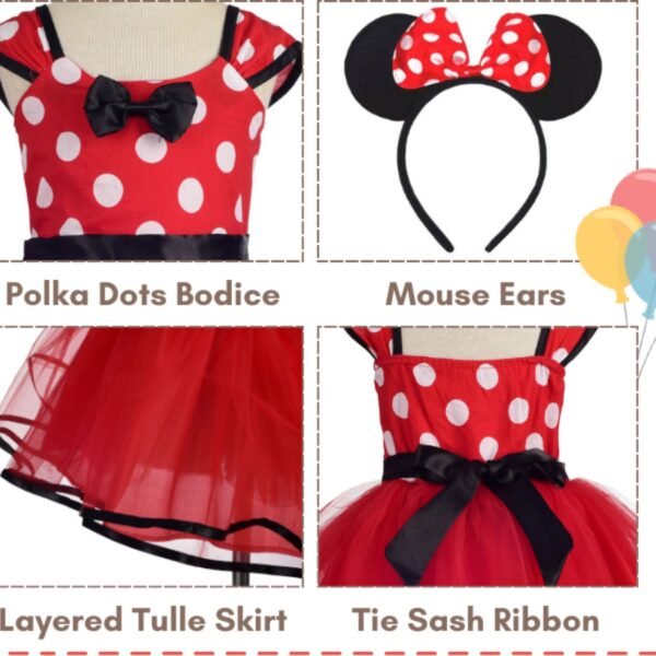 Jurebecia Princess Costume Baby Fancy Halloween Mini Dress up Bowknot Tutu Tulle Xmas Cosplay Cute Birthday Party Outfits - 图片 5