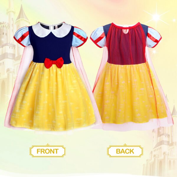 Benylion Princess Snow Whtie Costume for Girls Halloween Princess Dress Up Short Sleeves Outfit with Red Cape for 2-3 Years - 图片 4