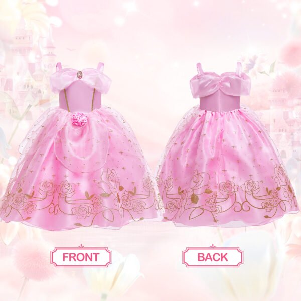 Benylion Girls Aurora Princess Costumes for Halloween Party Fancy Dress up with Accessories for 5-6 Years - 图片 4