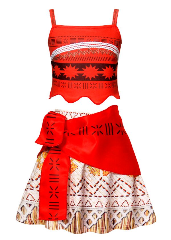 Jurebecia Girl Costume Princess Dress up Toddler Kids Halloween Christmas Cosplay Two-Pieces Crop Top Tassel Skirt Set Red Age - 图片 12