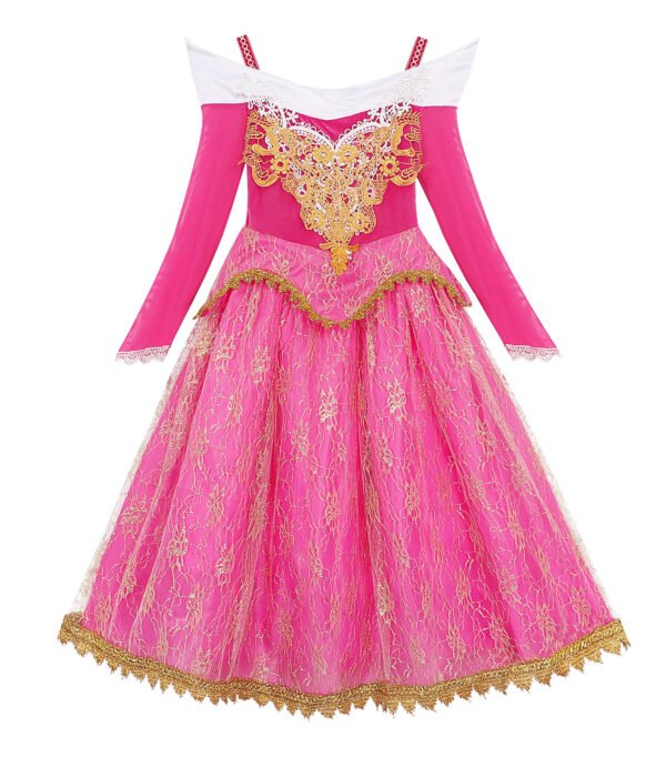 Jurebecia Girls Princess Dress up Aurora Fancy Dresses Birthday Party Cosplay for Kids Evening Gown with Accessories - 图片 18