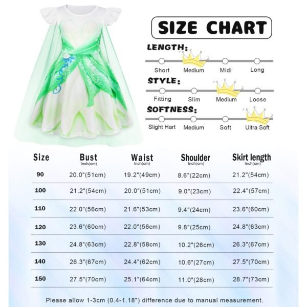 Benylion Princess Dress With Cape Girls Birthday Party Cosplay Costume Toddler Ruffle Sleeve Fancy Outfit for 5-6 Years - 图片 2