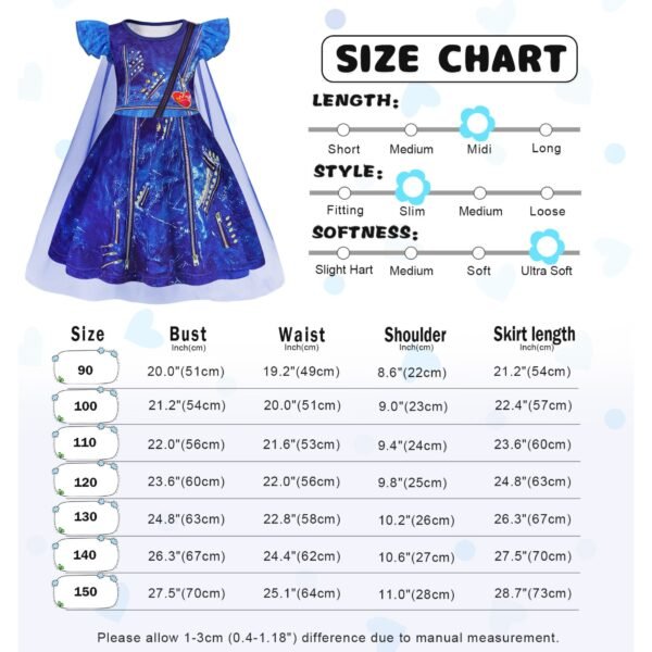 Benylion Princess Dress With Cape Girls Birthday Party Cosplay Costume Toddler Ruffle Sleeve Fancy Outfit for 5-6 Years - 图片 2