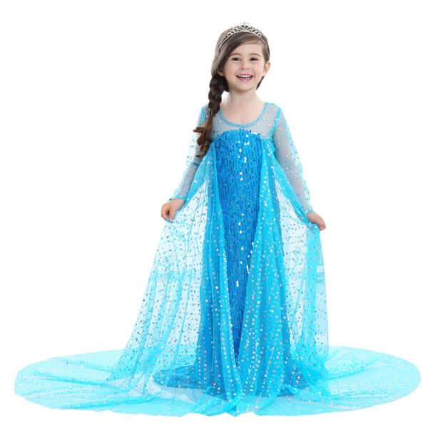 Jurebecia Girls Princess Dress Shimmering Sequin Mesh Cape & Costume-up Accessories for Cosplay Halloween - 图片 5
